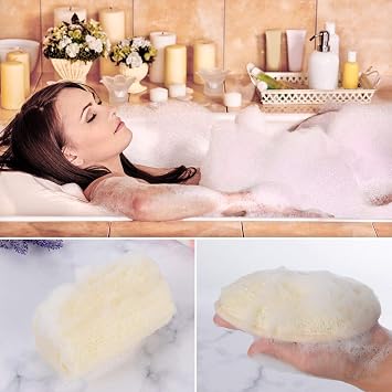 NileCart Loofah Pack of 3 Scrubbies for Body 6 in. Egyptian Loofah Sponge - Natural Exfoliating Body Scrubber Shower Loofah | Body Scrubber Exfoliator Natural loofah Sponge - Luffa for Men and Women