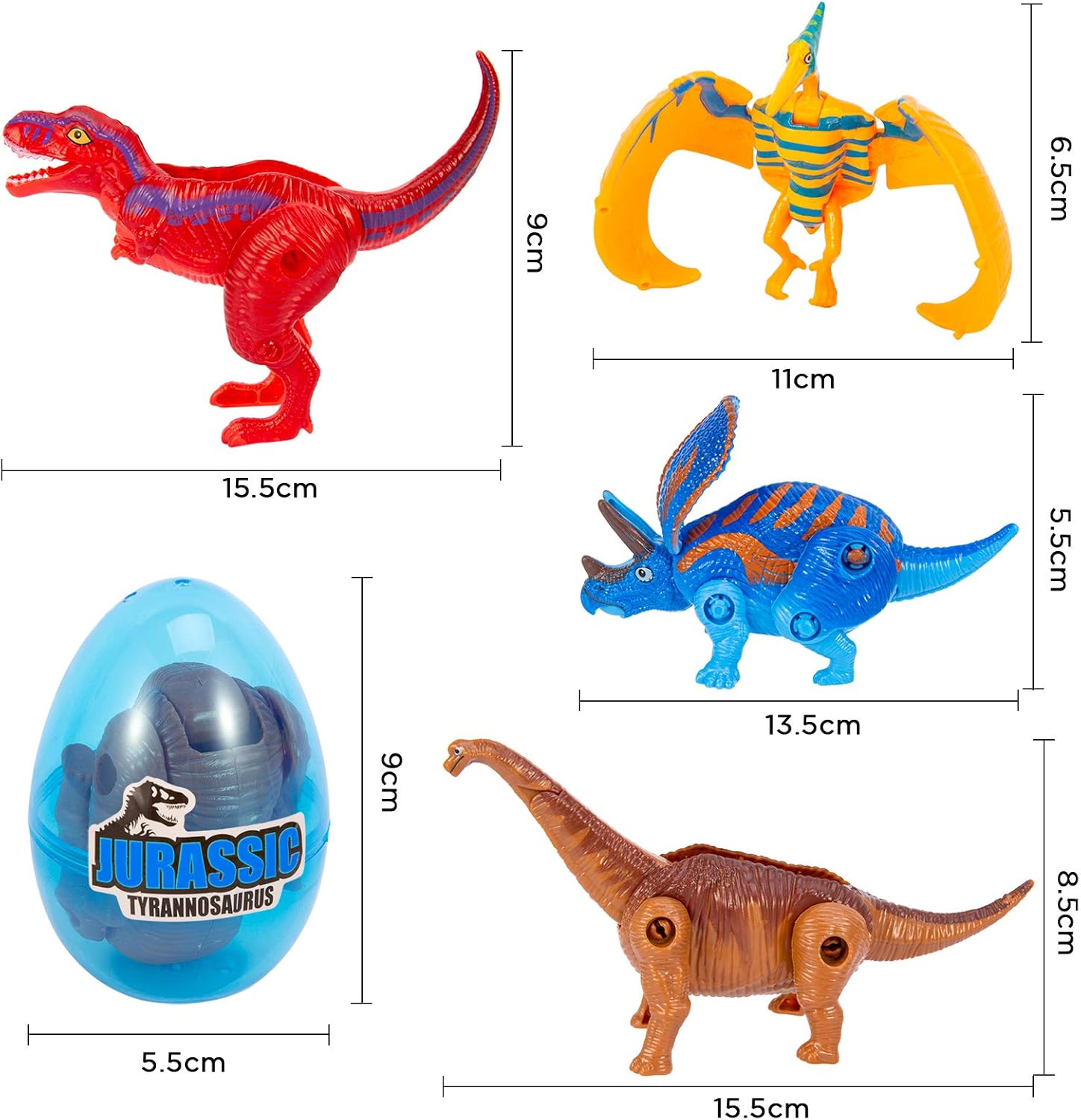 4 Pack Easter Hatching Eggs Dinosaur Toys Filled with Jumbo Deformable Transforming Dinosaur Toys Plastic Surprise Eggs Easter Basket Stuffers Fillers for Easter Eggs Hunt Party Favor Classroom Prize
