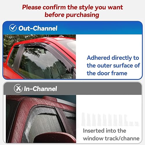 Miniatura 3 de 94843 Deflector de viento para ventana lateral, 4 protectores de lluvia con cinta de canal, visera de ventana para Chevrolet Impala 2006-2013