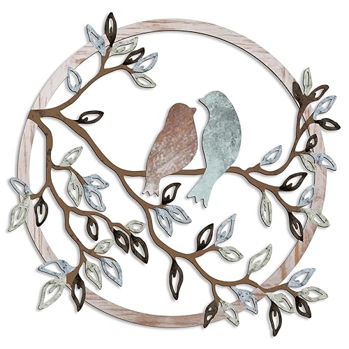 Ferraycle Metal Wall Art Bird on Tree Branch Silhouette Bird