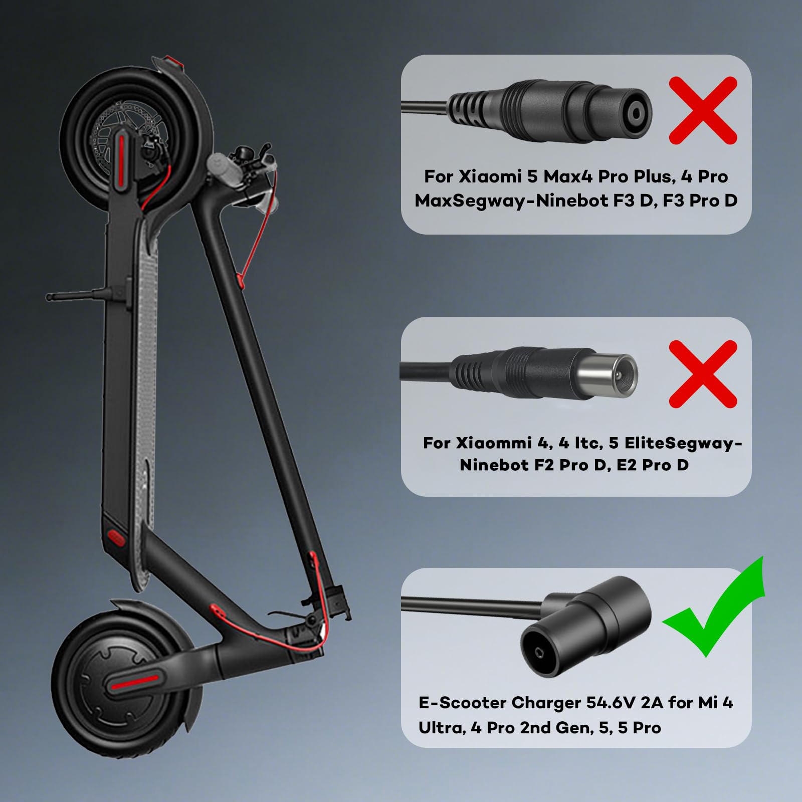 Ładowarka do hulajnogi elektrycznej 54,6 V 2 A do Mi 4 Ultra, 4 Pro 2. Gen, 5, 5 Pro; kabel do ładowania e-cootera, szybkie ładowanie, z wyświetlaczem HD, inteligentna ładowarka z wielokrotną ochroną