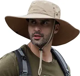 Chapéu de sol aba larga proteção UV chapéu dobrável para pesca caminhada acampamento aba de 12 cm