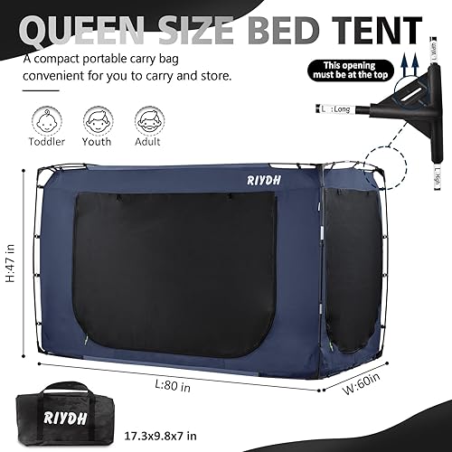 Miniatura 6 de Tienda de campaña para cama tamaño Queen para adultos y niños, diseño original, tienda de campaña portátil de ensueño para interiores, 80% de