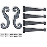 Decorative Vinyl Shutter Hinges and S Holdback Hooks for Exterior Decorative Shutters, Black (Set)