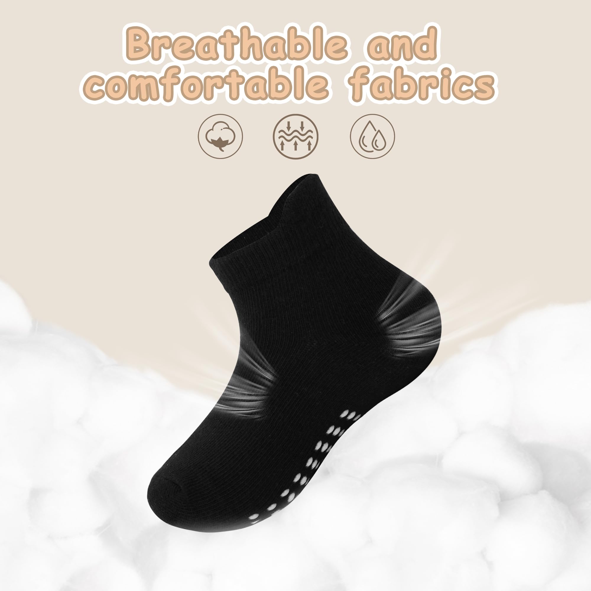 Baby- und Kleinkindsocken, weiche Baumwolle, rutschfeste Knöchelsocken für Neugeborene, Jungen und Mädchen