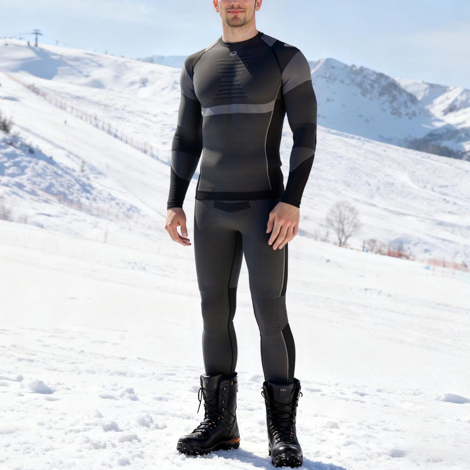 Generisch Sous-vêtements thermiques pour homme - Respirant - Sous-vêtements fonctionnels - Sous-vêtements de ski - Sous-vêtements thermiques - Couche de base - Séchage rapide - Sous-vêtements