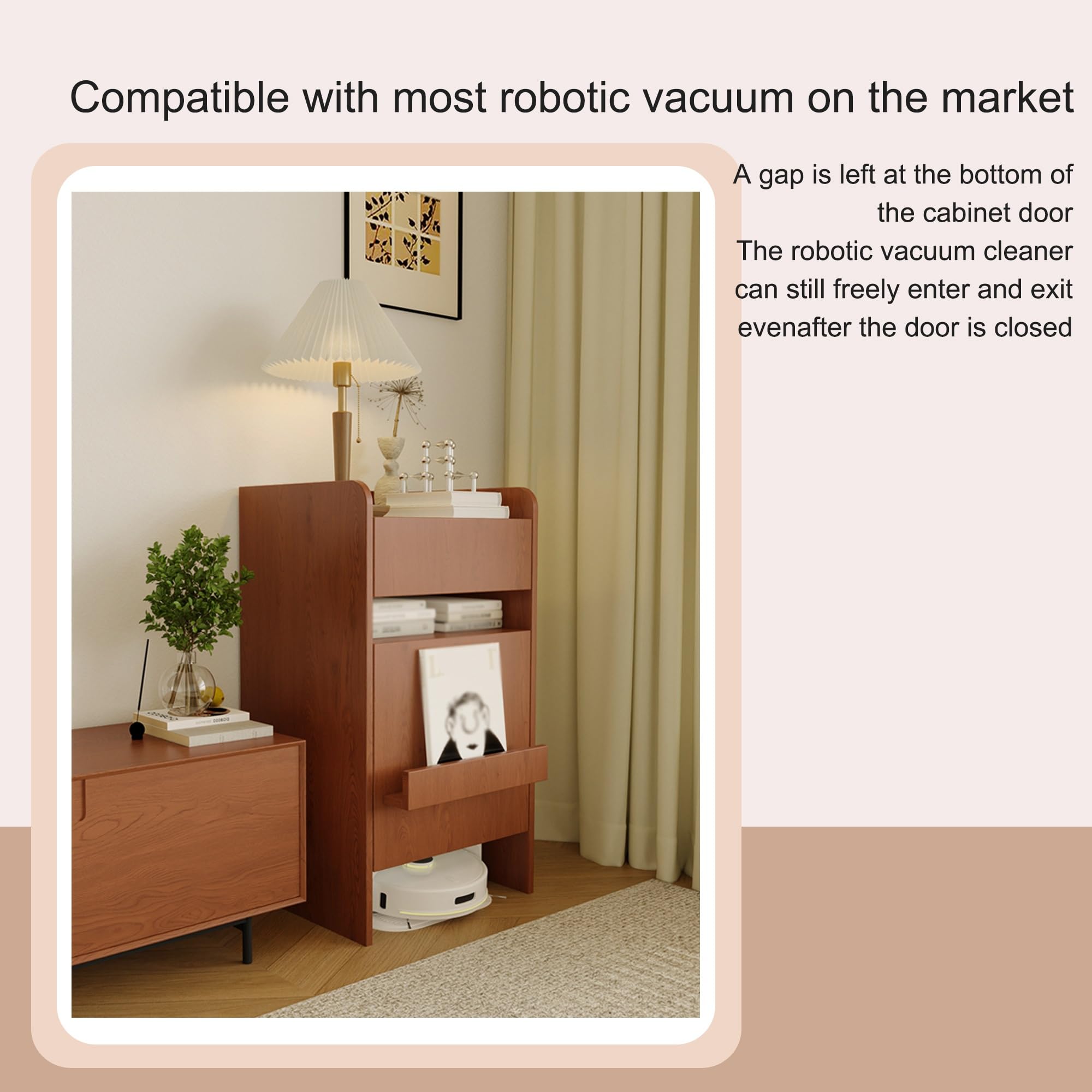 Armario de almacenamiento al vacío robot con puertas y cajón, mesa auxiliar para oficina en casa, sala de estar, cocina