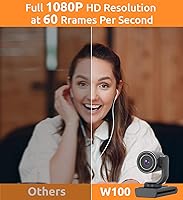 Vista 2 de TOUCAN Cámara web 1080P con micrófono, cámara de transmisión FHD con 1080P/60fps, protección de privacidad Plug and Play, cámara web ultra compacta