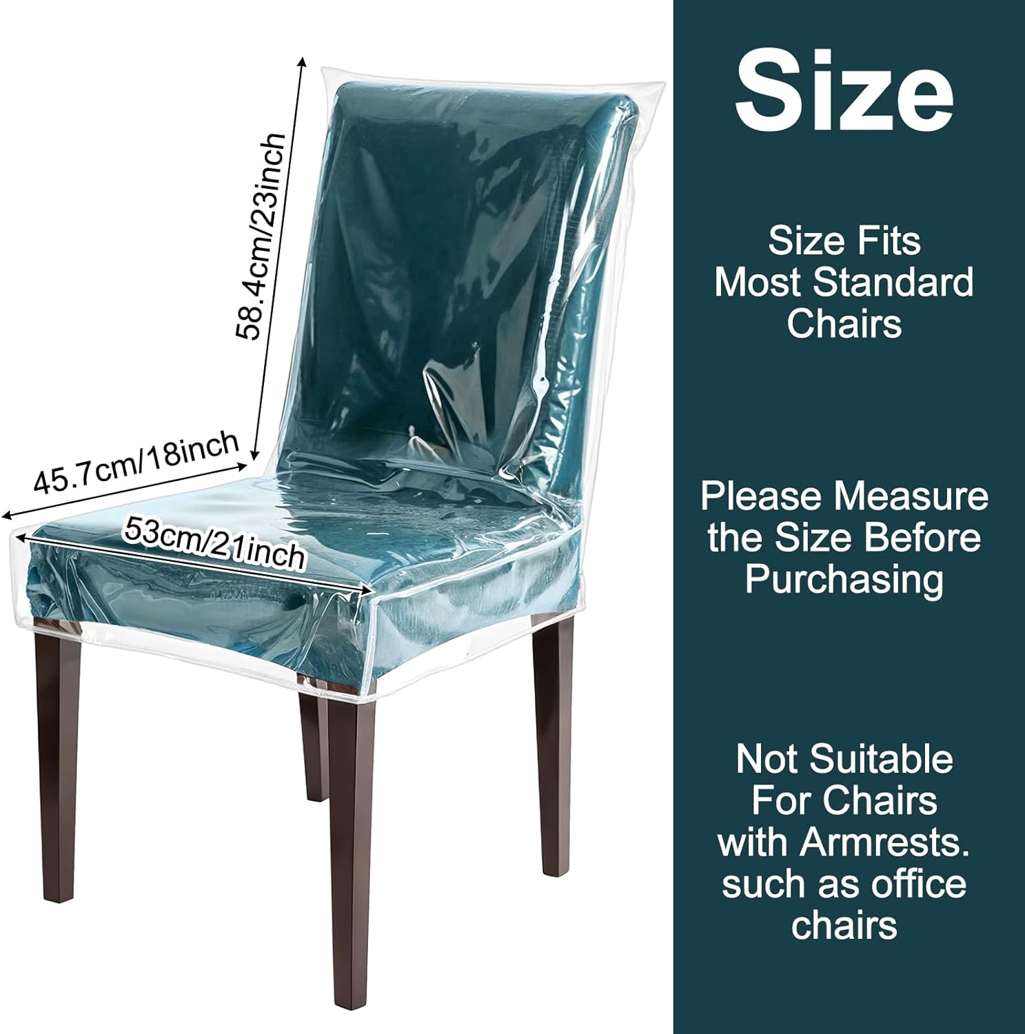 4pcs Chair Covers for Dining Chairs Plastic Dining Chair Covers Waterproof Kitchen seat Cover for Chairs Clear Char Protectors Cover slipcovers Set Anti Stain and Easy to Clean W/21 x D/18