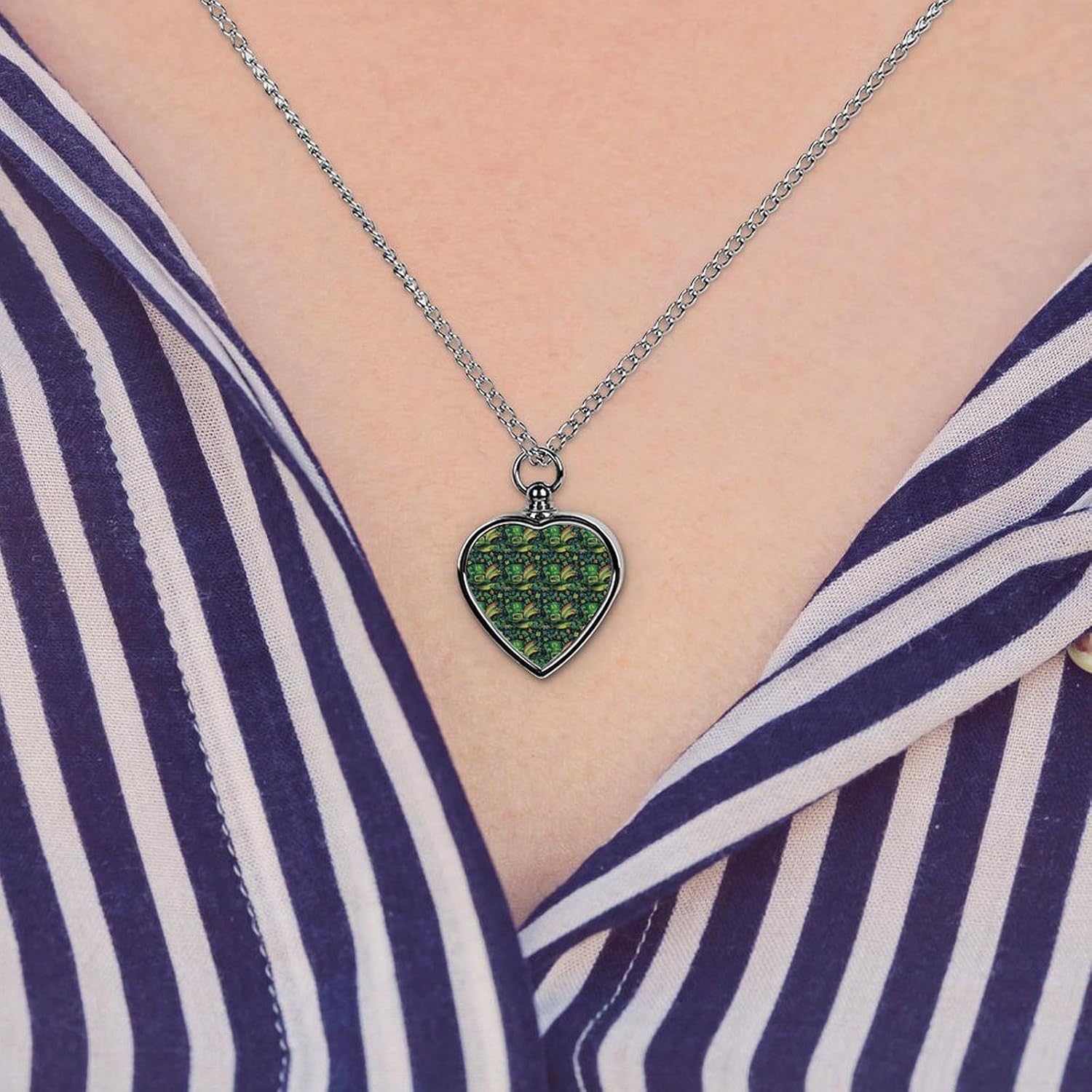 St. Patrick's Day Rainbow Shamrock Pet Urn Necklace Ashes Cremation Pendant | Personalized Jewelry,Gifts for Dog Lovers