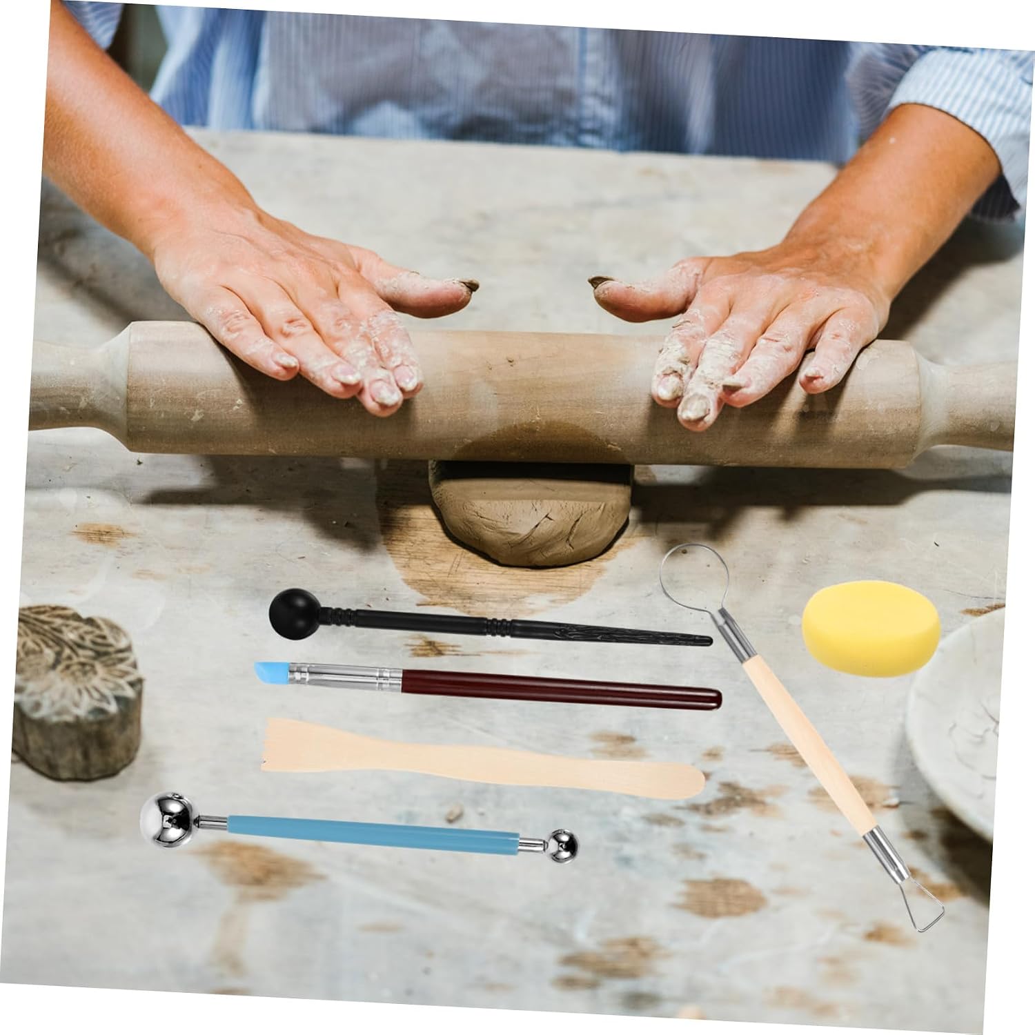 Uonlytech 1Set Pottery Clay Tool Durable Clay Sculpture Carving Kit with Various Shapes for DIY Projects and Materials for Long Term Use