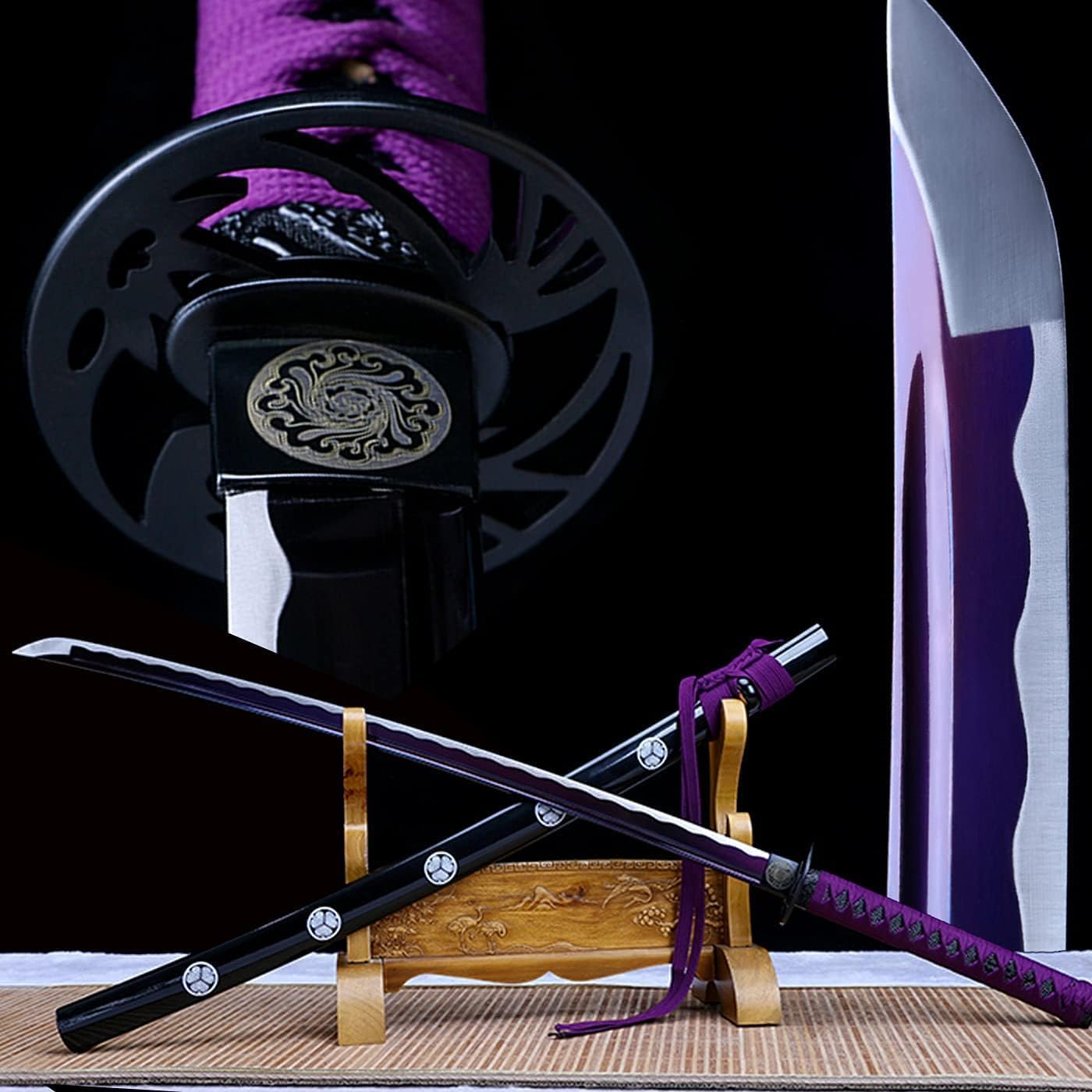HERO SWORD Handmade Sharp Katana Hand Forged 1095 High Carbon Steel Katana Sword Authentic Japanese Samurai Sword Full Tang Blade Real Weapon Combat Ready