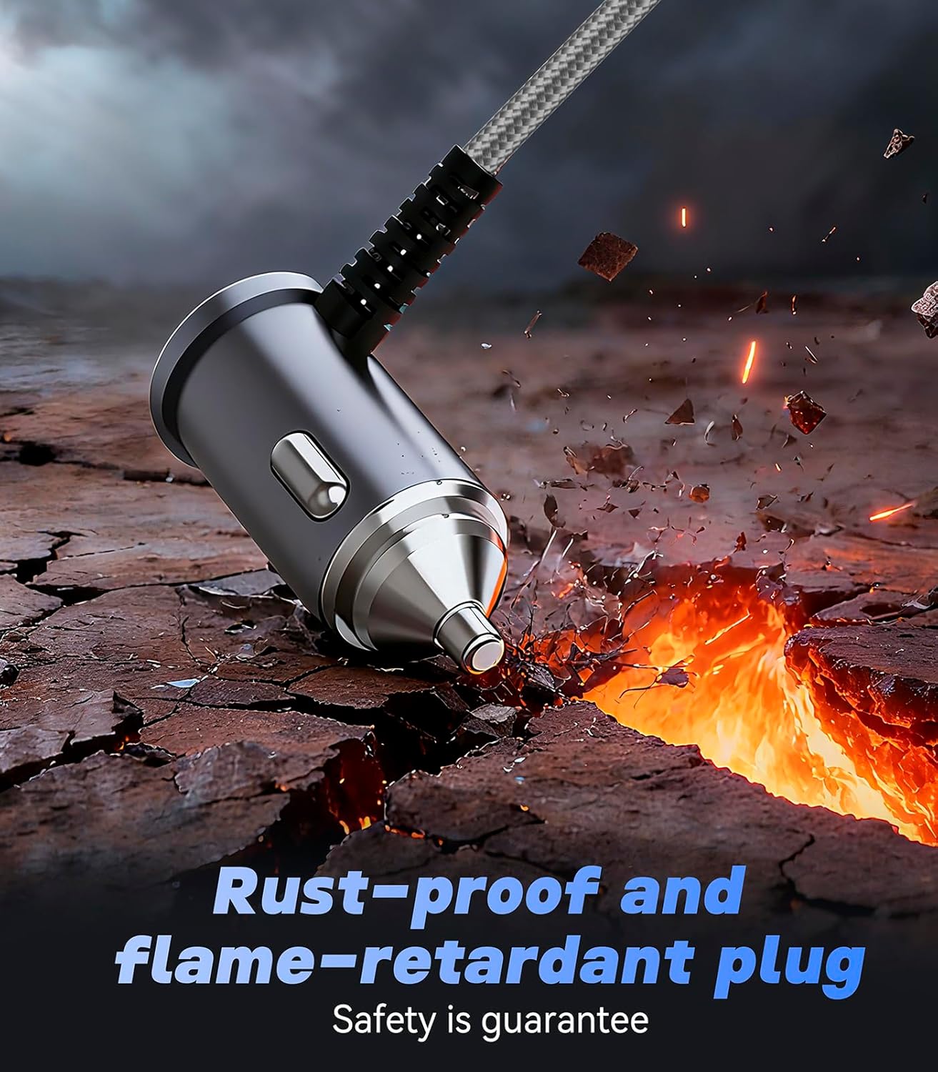 120W 4-in-1 Fast Car Charger - Retractable Cable Station with Digital Display, 100W Type-C & Lightning Coils, Universal for All 12V-24V Cigarette Lighter Vehicles