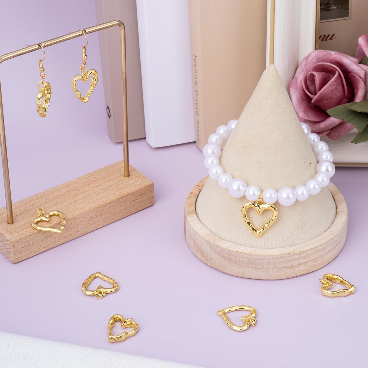 4pcs 18K Gold Plated Heart Hollow Charms, Brass Pendant Charms for Jewelry Making, Love Pendant Valentine Accessories for Necklace Bracelet Earring Keychain DIY Crafts - Image 5