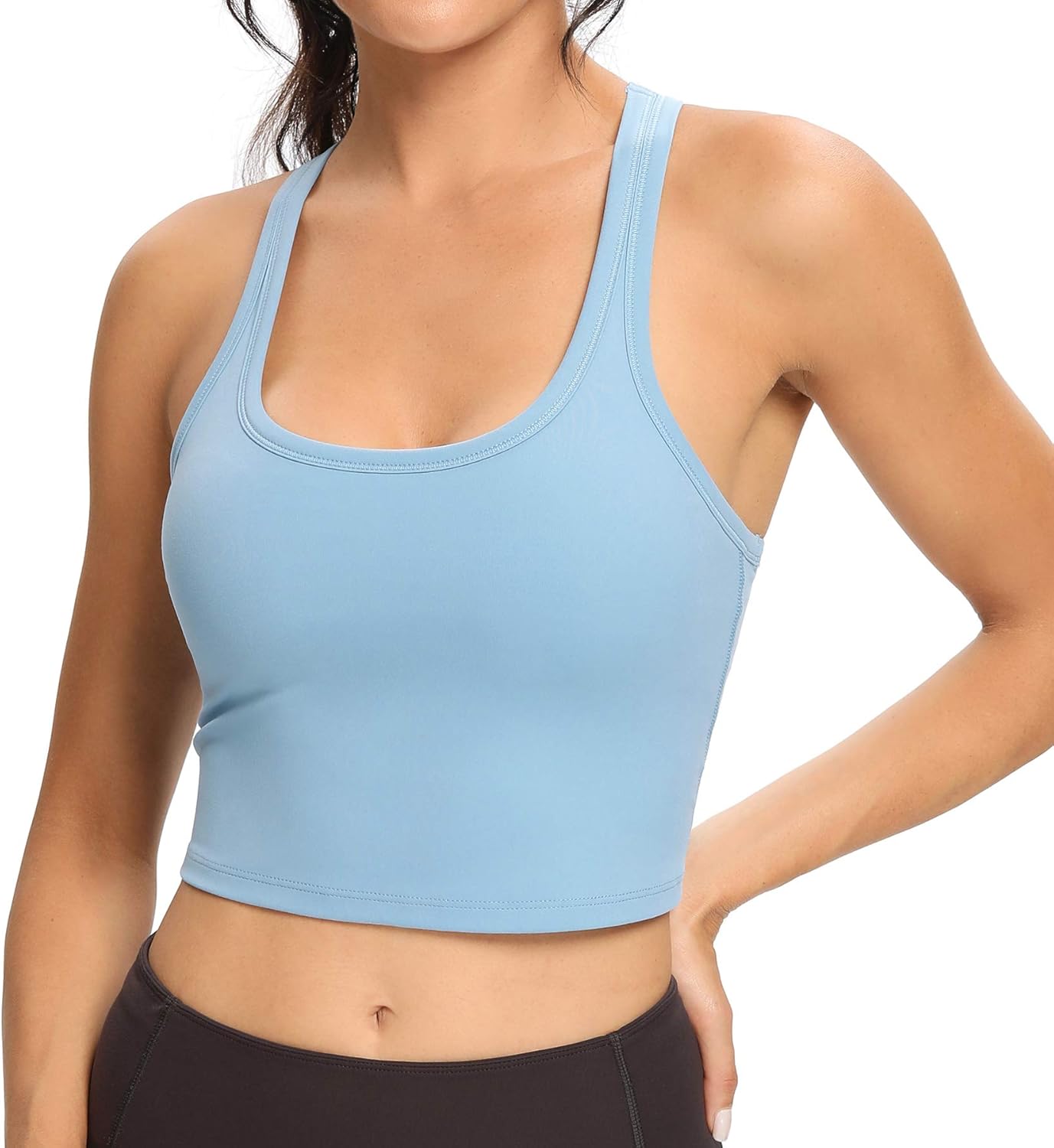 Lemedy Women Racerback Sports Bra Removable Padded Workout Yoga Crop Tank Top