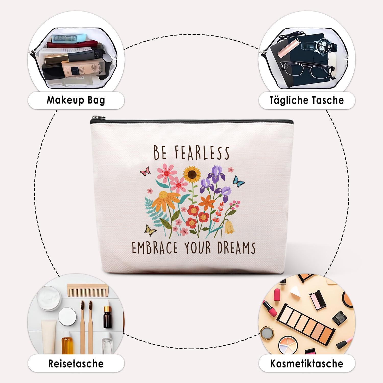 Dream Makeup Bag, Inspirational Gifts For Women, Inspirational Makeup Pouch, Travel Toiletry Bag With Zipper, Funny Dream Gifts For Women, Travel Toiletry Pouch image 4