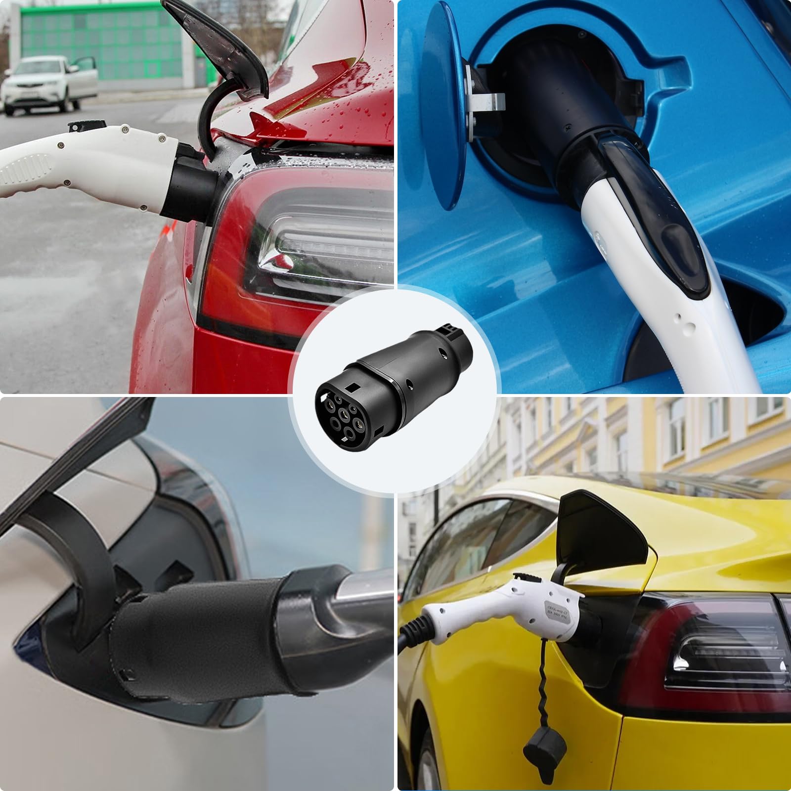 Adaptateur de Type 1 vers Type 2 EV, Adaptateur Convertisseur de Chargeur de Véhicule Électrique Câble de Charge Type 2 vers Type 1 32A Convient pour Les Voitures Standard Européennes