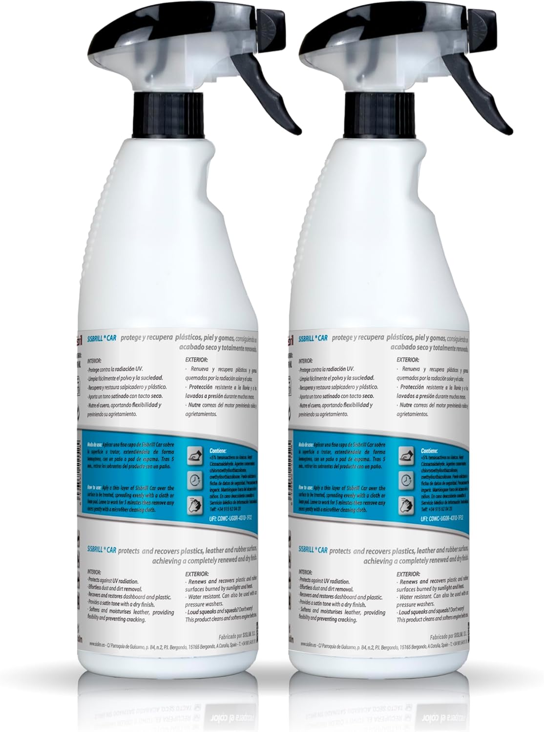 Sisbrill Car Leather Cleaner & Conditioner Spray – Auto Interior Cleaner for Leather, Plastic, Vinyl, Dashboards – Satin Finish – Pack of 2 (25 fl oz Each)