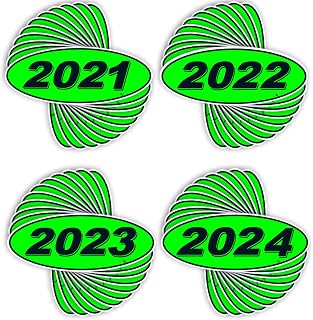 Versa Tags 2021 2022 2023 & 2024 Oval Model Year Car Dealer Window Stickers Proudly Made in The USA Versa Oval Model Windshield Year Stickers are Green and Black in Color Come Twelve (12) per Year