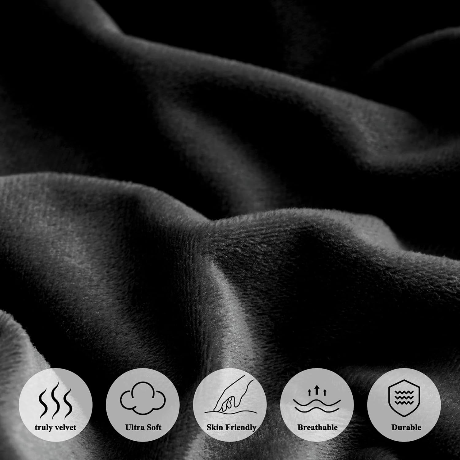 David's Home Truly Velvet Fitted Sheet King Size, Ultra Soft Bottom Sheet 16" Deep Pocket, All-Round 2.5cm Wider Strong Elastic, Plush Cozy Comfy Warm for All Season, 78x80+16", Black,NO Pillowcase