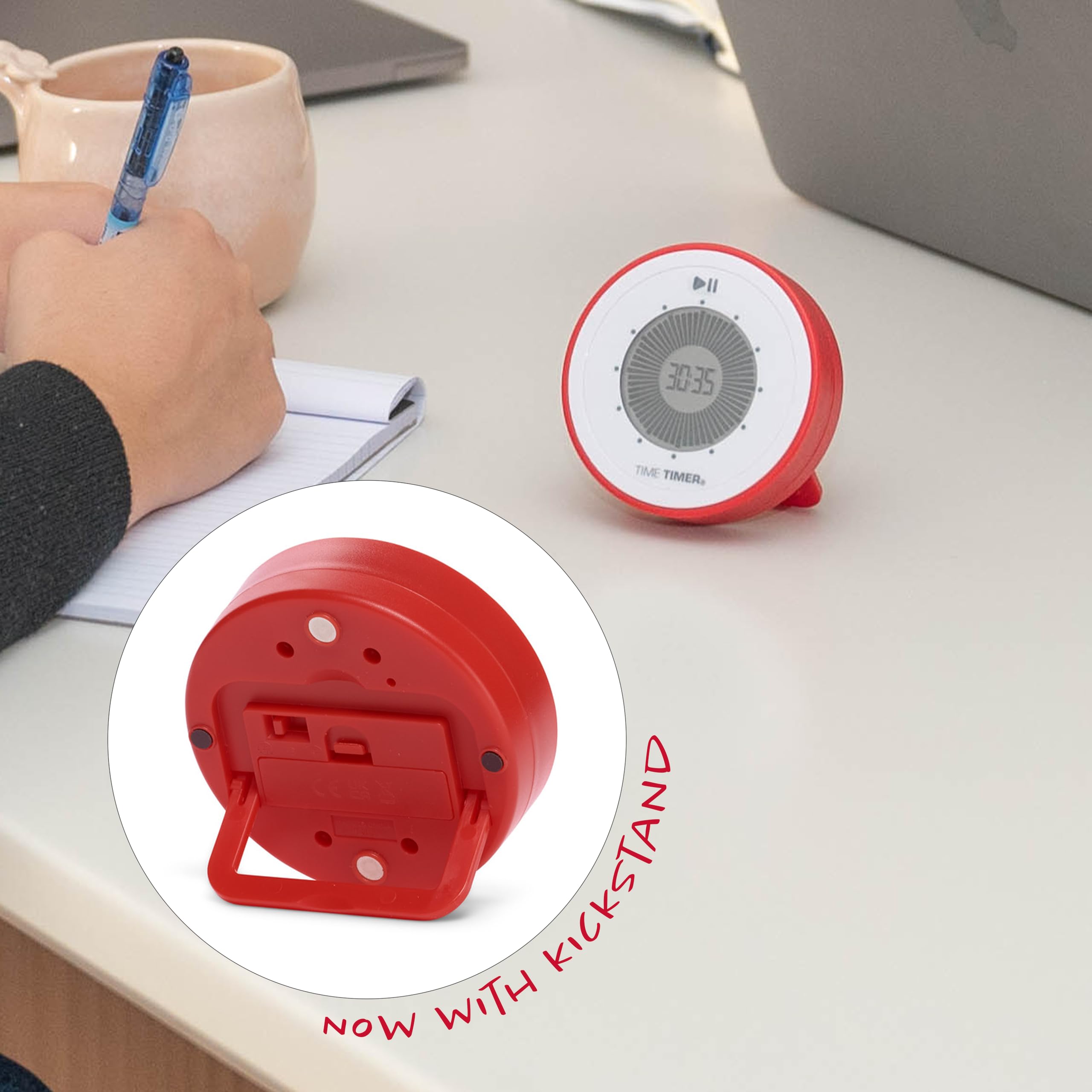 Time Timer Twist - Updated - 90-Minute Digital Visual Countdown Clock -- Magnetic with Kickstand for Kids Classroom Learning, Study Tool, Teachers Desk, Exercise and Kitchen Timer (Red) - Image 5