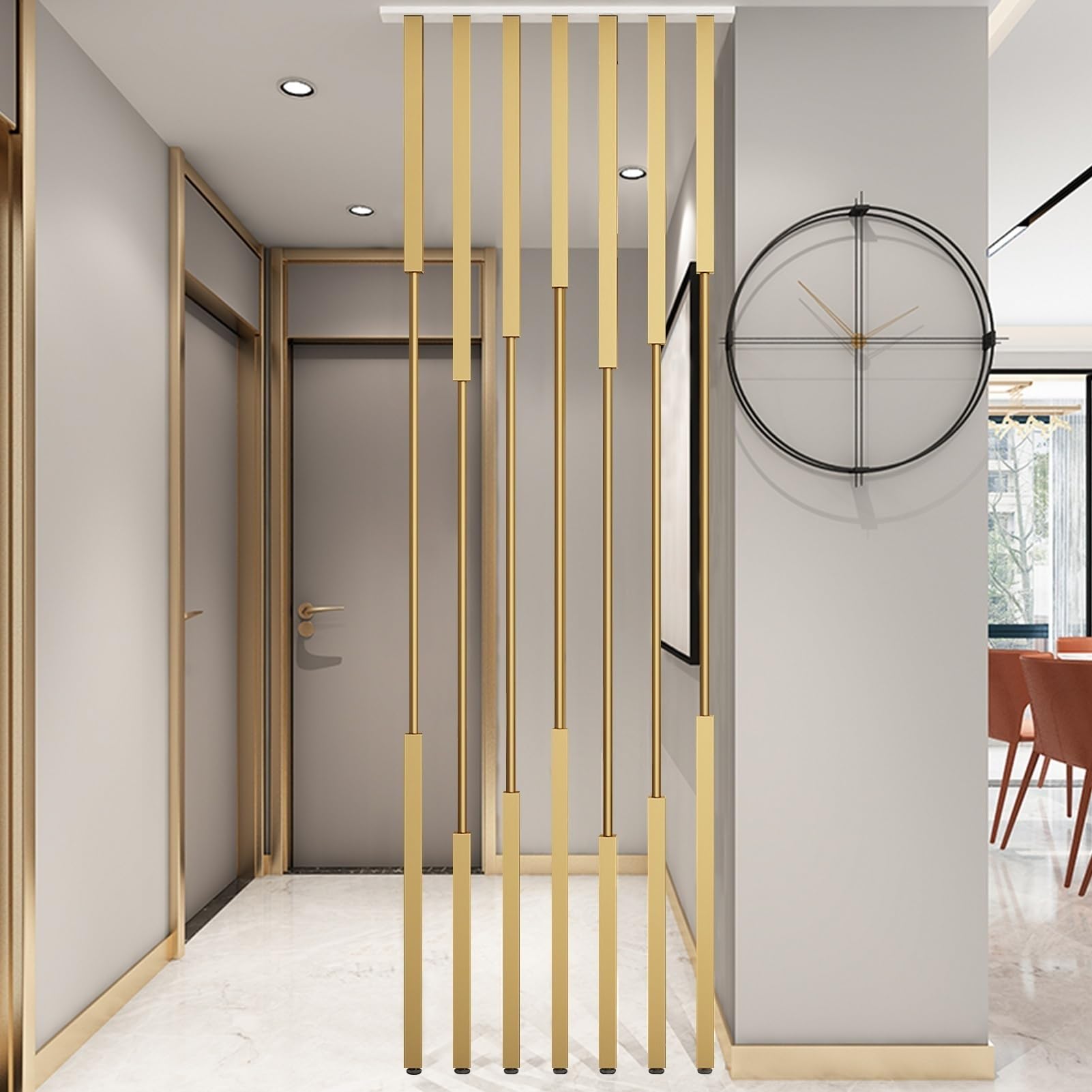 Metal Slat Room Divider Screen - Portable Privacy Panel For Bedroom And Office Use(8pcs-a,250cm/98in/8.2ft)