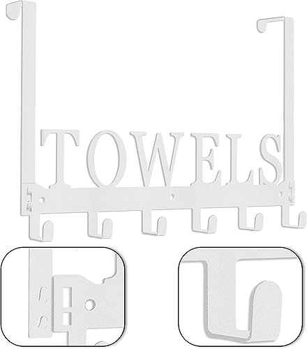 Miniatura 7 de Toallero para colgar sobre la puerta, ganchos para baño, soporte para toallas de baño, soporte para puerta, colgador de toallas de metal para