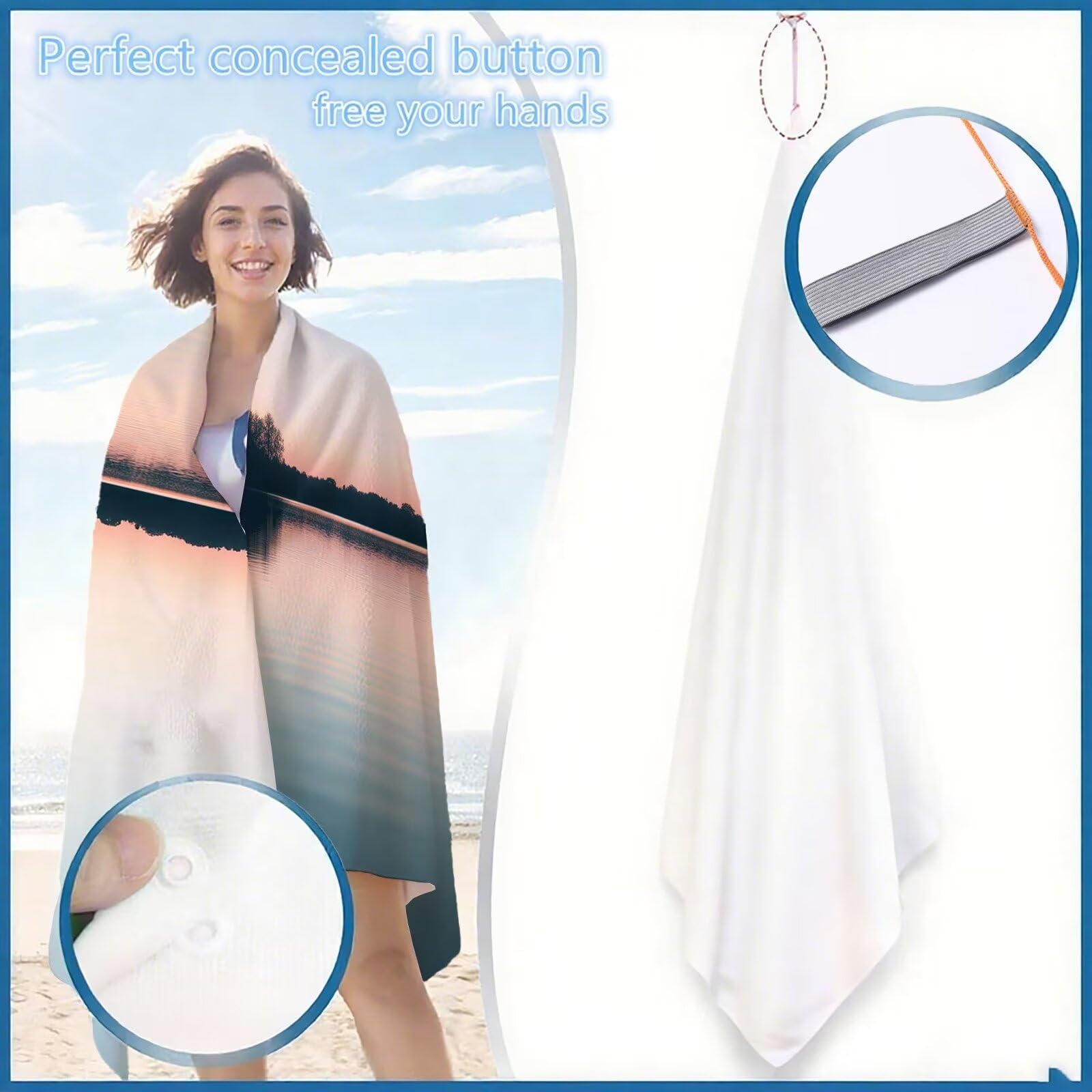 Mikrofaser Strandtuch 90x200cm, Sonnenuntergang Strandtuch Landschaft Saunahandtuc 2 Stück Stranddecke Sandfrei, Schnell Trocknendes, Saugfahiges Strandmatte für Reise Urlaub Schwimmen Camping OC-685