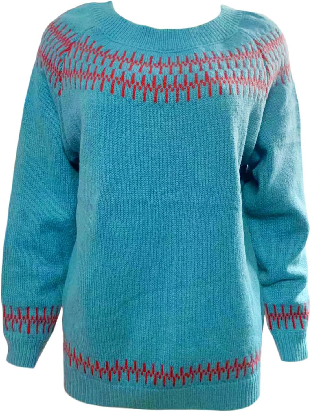 Fair Isle Sweater for Womens Winter Long Sleeve Vintage Knitted Sweater Casual Fall Crew Neck Pullover Sweaters - Image 4