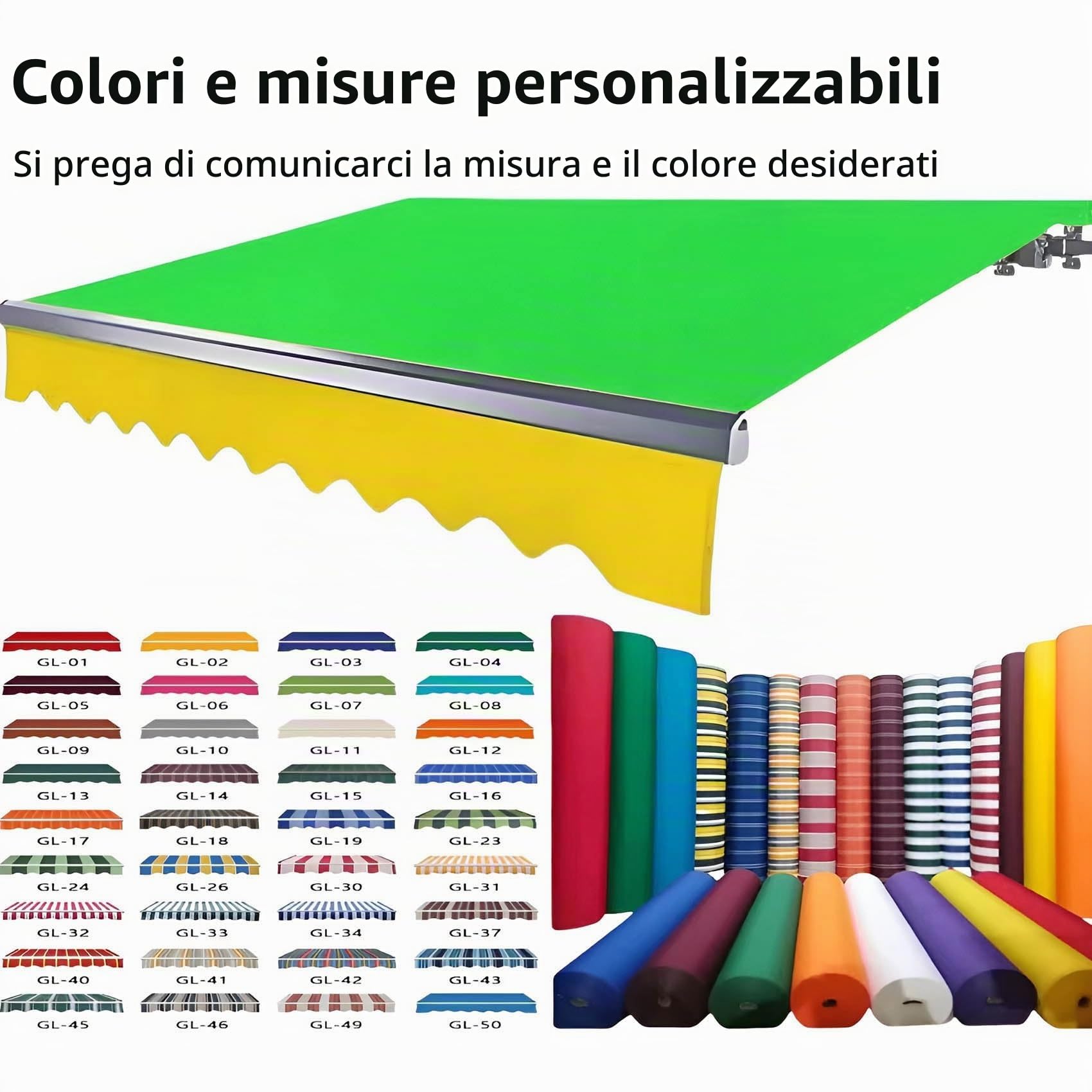 Generico Telo per Tende da Sole Ricambio, Tessuto di Ricambio, Impermeabile, Resistente ai Raggi UV, Copertura avvolgibile in Tessuto per terrazza, Balcone, Cortile(285x200cm)