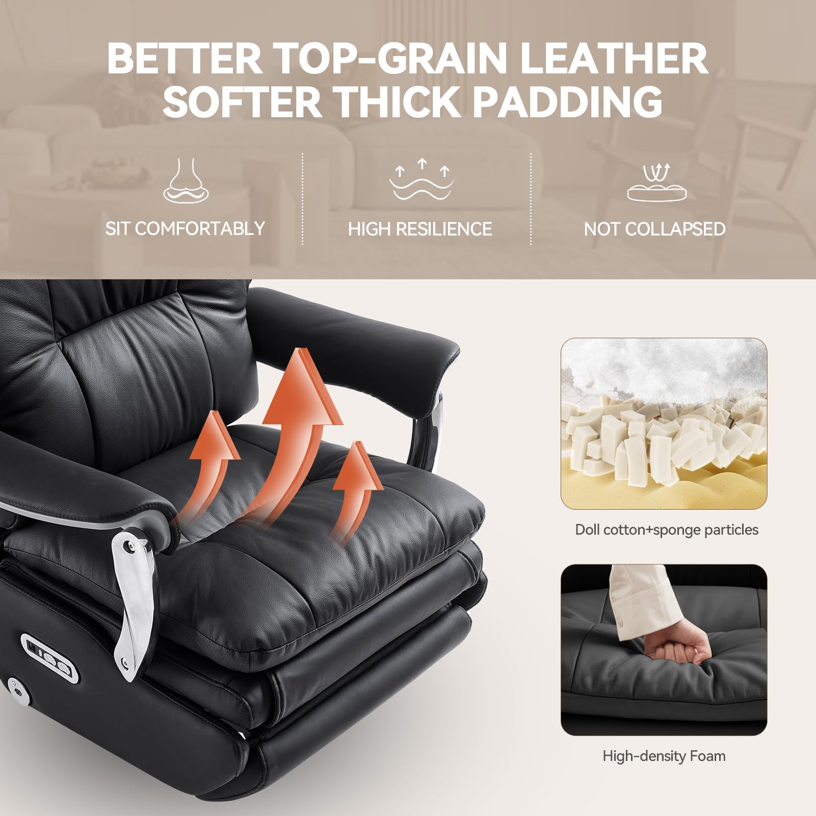 Dual Motor Electric Executive Office Chair with Foot Rest Comfy Reclining Office Chair with Massage Big and Tall — view 8