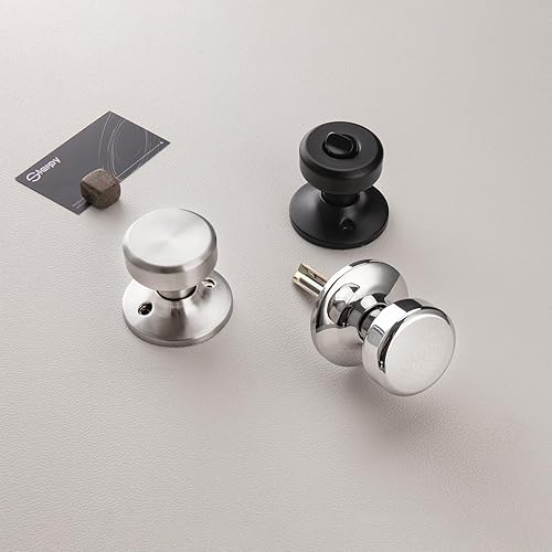 Miniatura 6 de Pomos de puerta negros, pomo de puerta Pismo con cerradura, manijas de puerta de privacidad interior para baño y cama (privacidad, negro mate, 6)