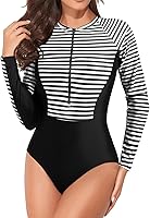 Vista 1 de Daci Camiseta de natación de manga larga para mujer, con cremallera, protección solar UPF 50