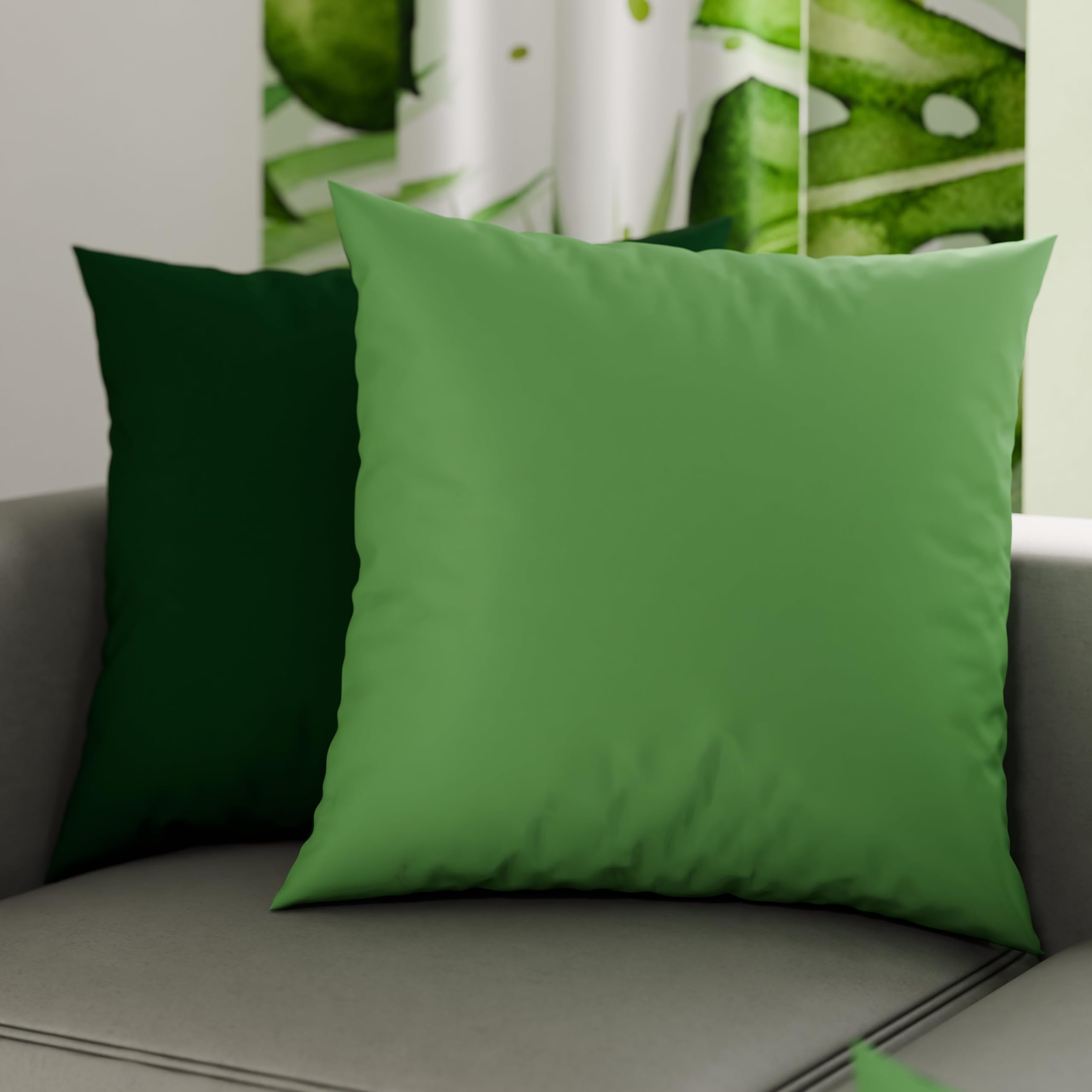 PETTI Artigiani Italiani - Pair of Pillow Cases 45 x 45 cm in Microfibre, Pillows for Bedroom Furniture, Sofa, Set of 2 Cushion Covers, Reversible Pillowcase Olive Green Emerald โ image 1