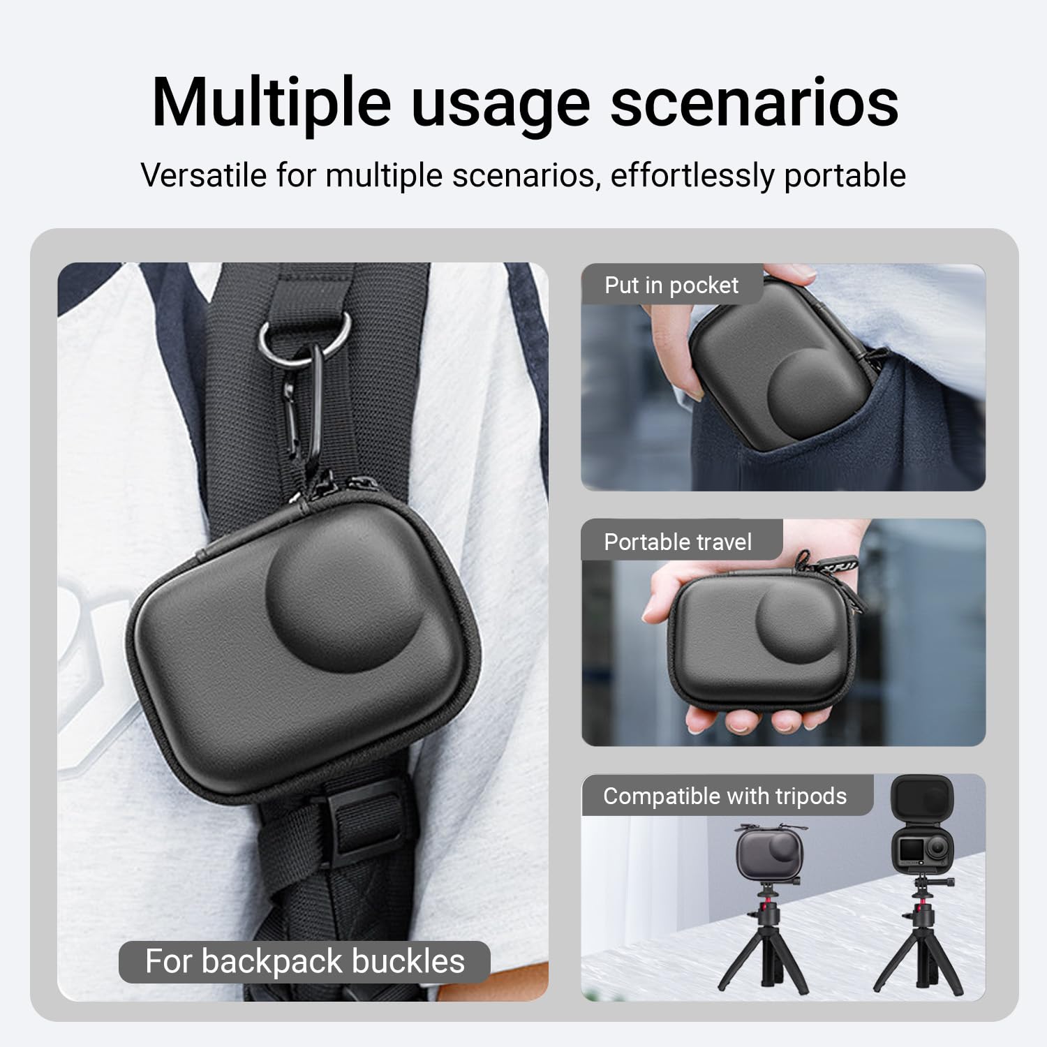 Mini funda de transporte para accesorios DJI OSMO Action 6, bolsa de almacenamiento portátil rígida de poliuretano con protectores de pantalla de lente y tapa de goma para cámara de acción