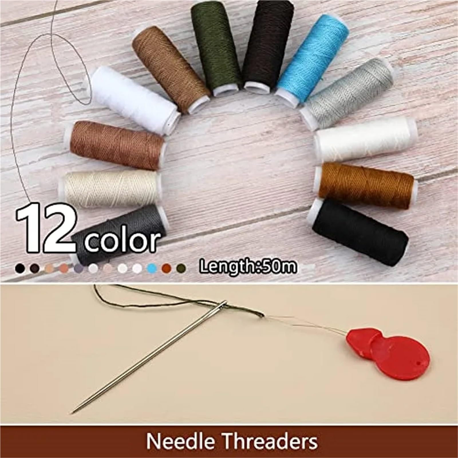 Kit De Costura De Viaje 1 juego de reparación tapicería cuero, kit costura for zapatos, sofás, tiendas campaña, alfombras, manualidades, descosedor, hilo coser y aguja