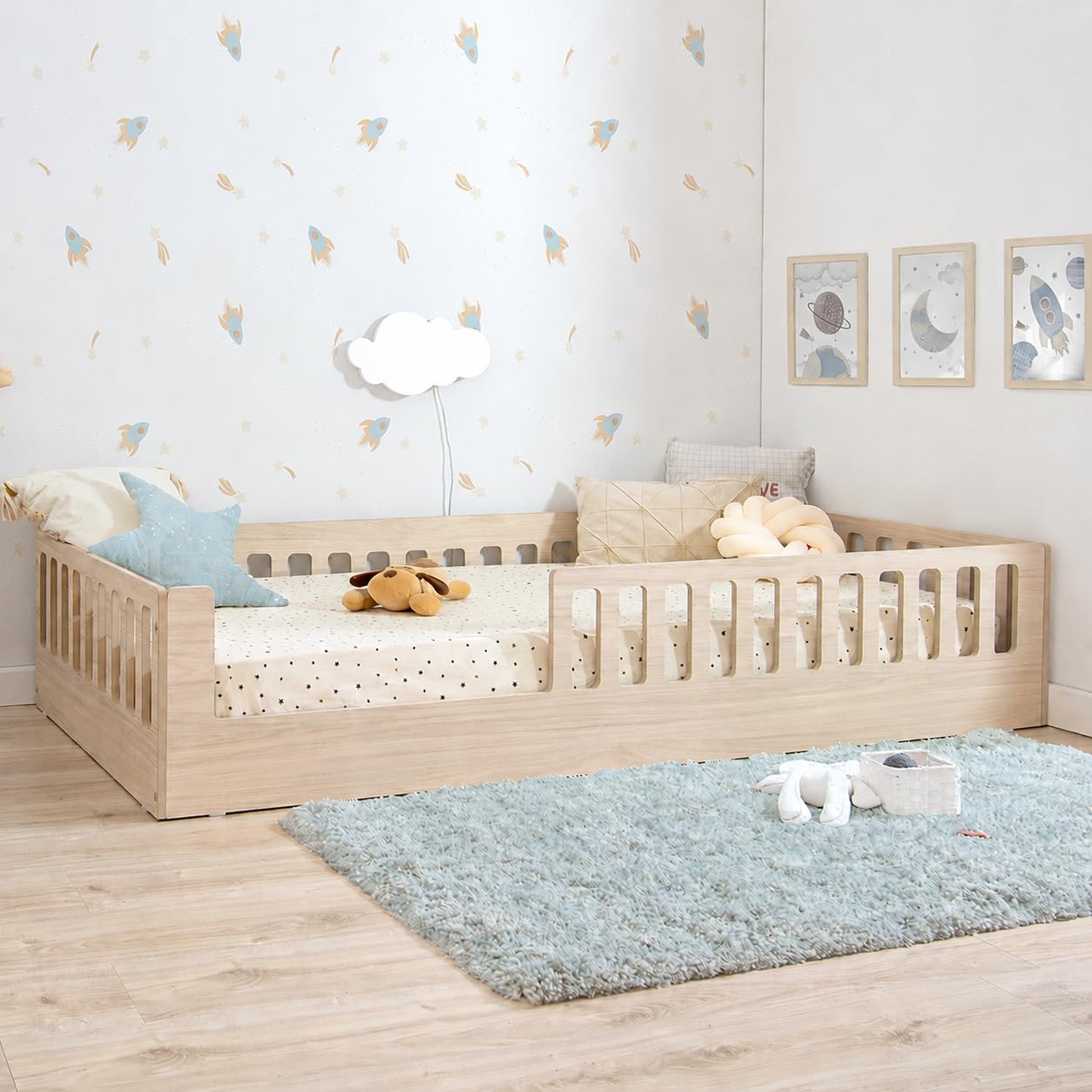 Bainba Cama Montessori BARROTES Creta 90x190 cm (Entrada Izquierda)
