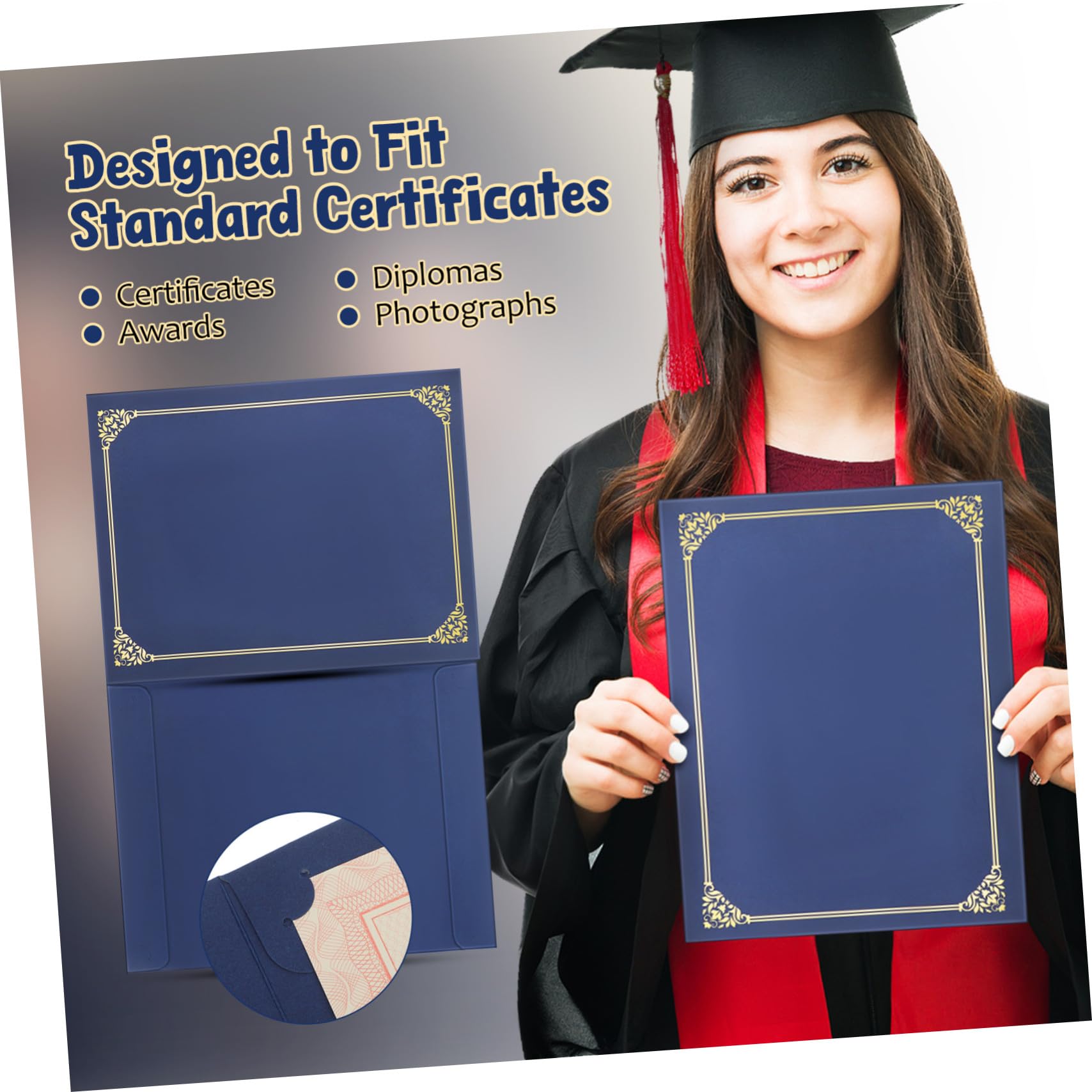 30 Stück Elegante Zertifikathüllen mit Goldfolie Rahmen Einzeln Einsetzbar für Urkunden Diplome Auszeichnungen für Schule Business und Feierlichkeiten