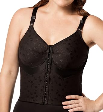 Elila Jacquard Front-Close Wireless Longline Posture Bra | Womens Plus Size