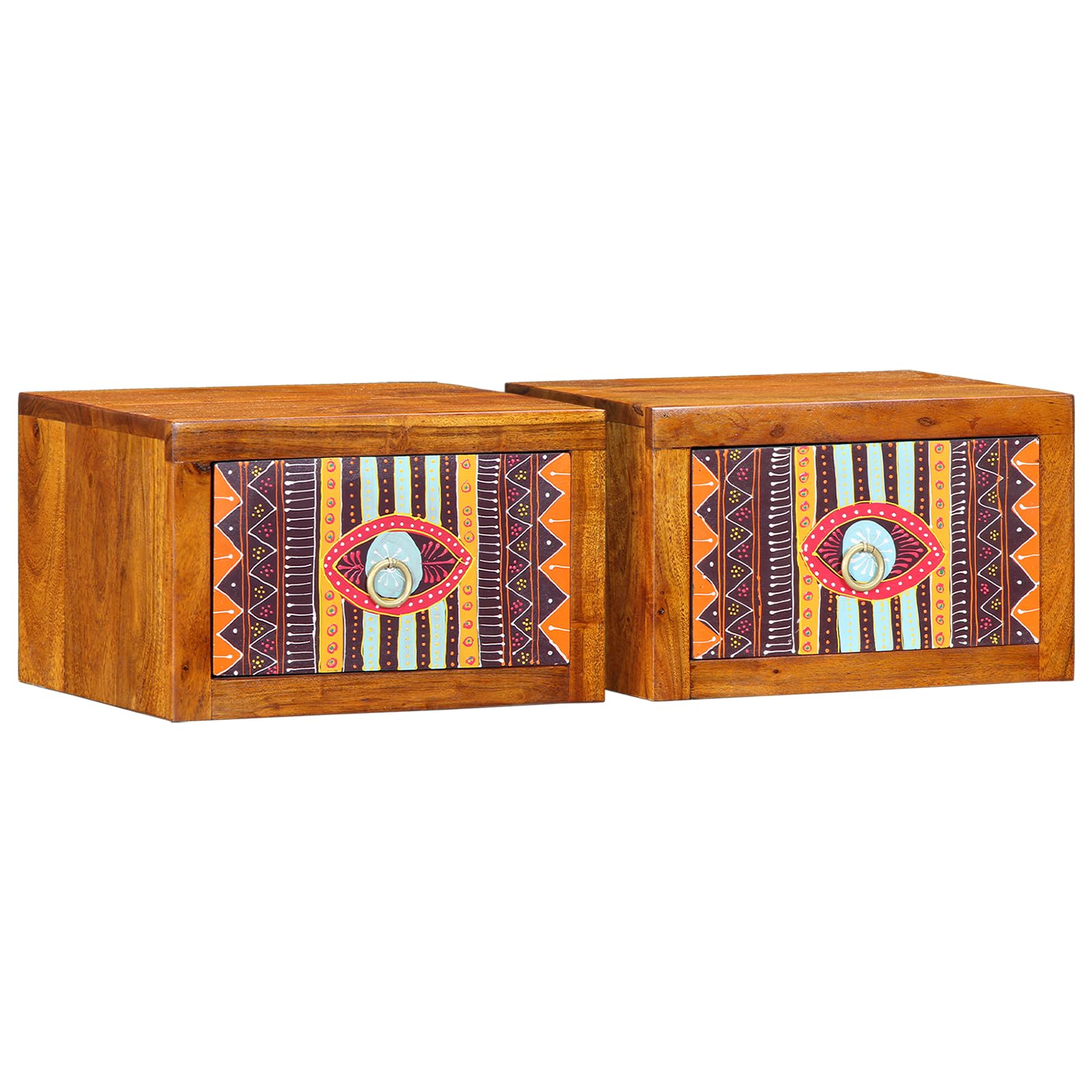 Table de chevet en bois d'acacia pour créer une ambiance chambre bohème cosy