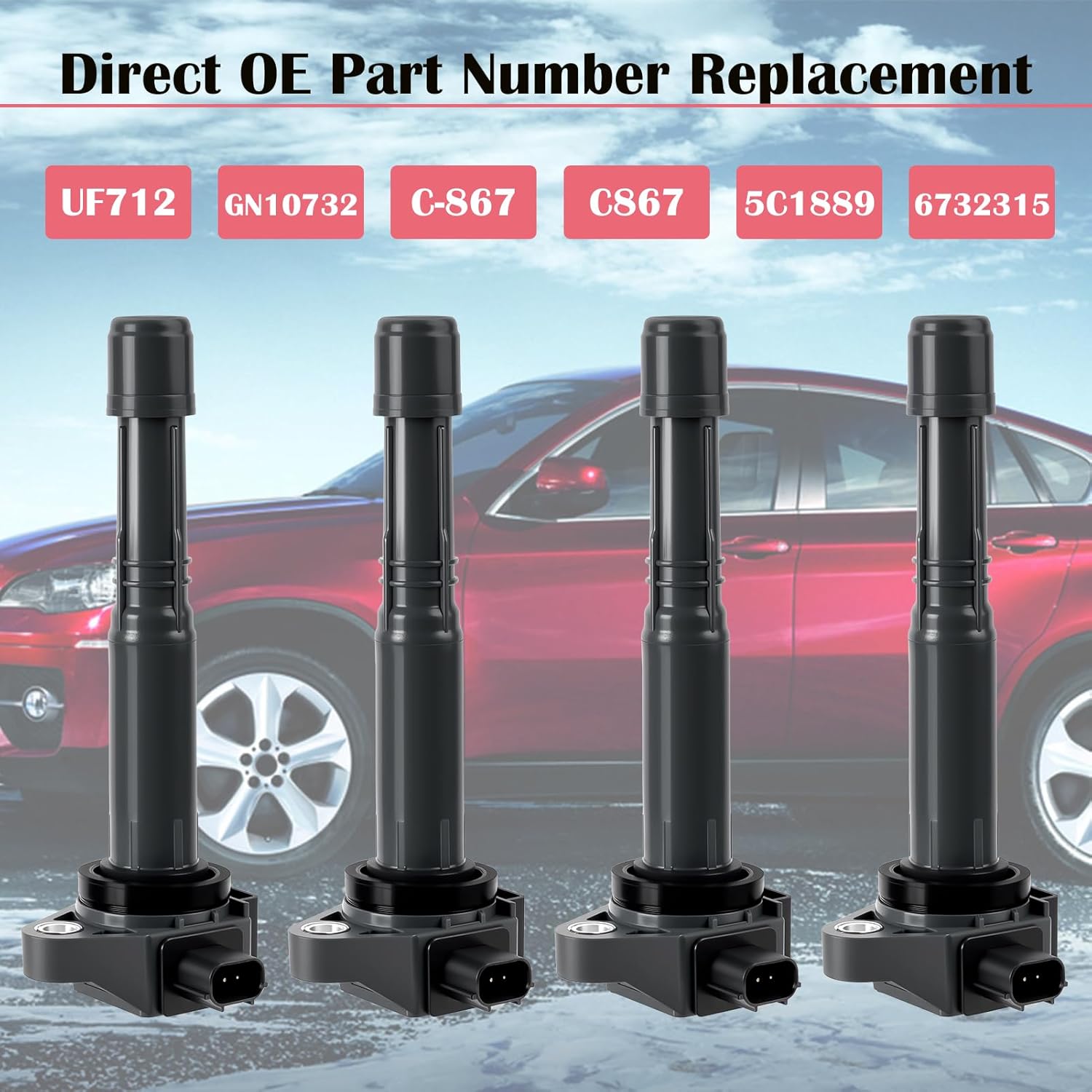 Set of 4 Ignition Coil Pack & Spark Plugs for 2.4L 2013 2014 2015 2016 2017 Honda Accord, 2015-2019 Honda CRV CR-V, 16-2022 Acura ILX, 15-2020 Acura TLX Spark Plugs and Coils Replaces# UF712 5C1889