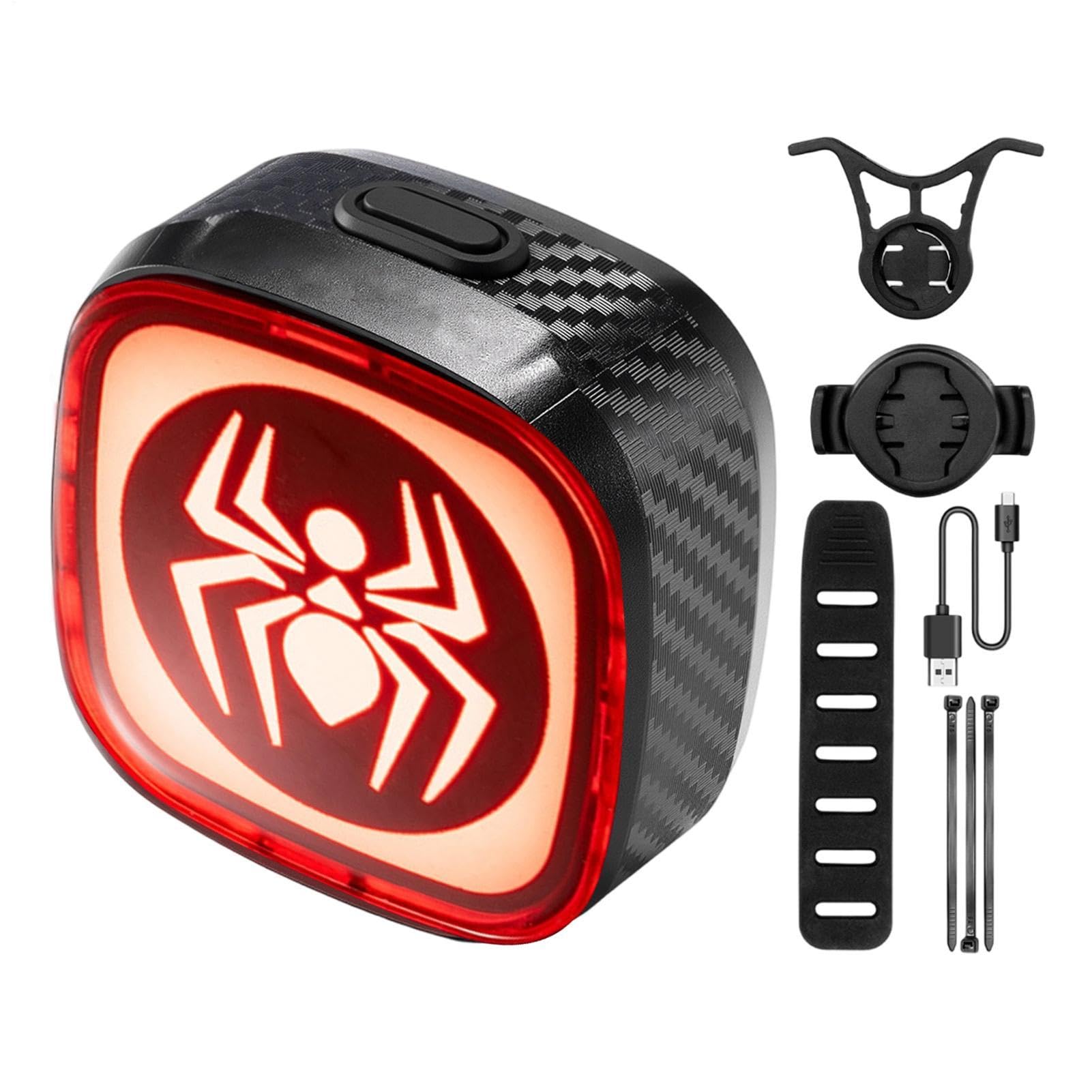 Luz trasera de bicicleta Tipo C con sensor y patrones ajustables de 3 modos 8