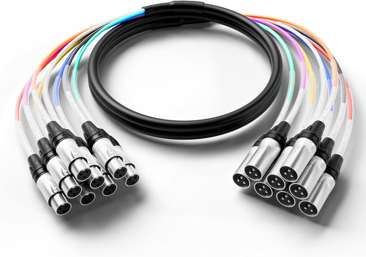 PRORECK MX66 6-Channel UHF Wireless Microphone System with 10ft Snake Cable, 8-Channel Shielded Audio Cable XLR Male to XLR Female, with Color-Marked Connectors