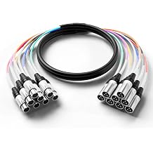PRORECK 10 قدم الأفعى كابل، 8-قناة محمية XLR ذكر إلى أنثى كابل الصوت، موصلات ملونة ملحوظ للمرحلة المهنية، استوديو، والتطبيقات الحية PR-XLR-8 * 10