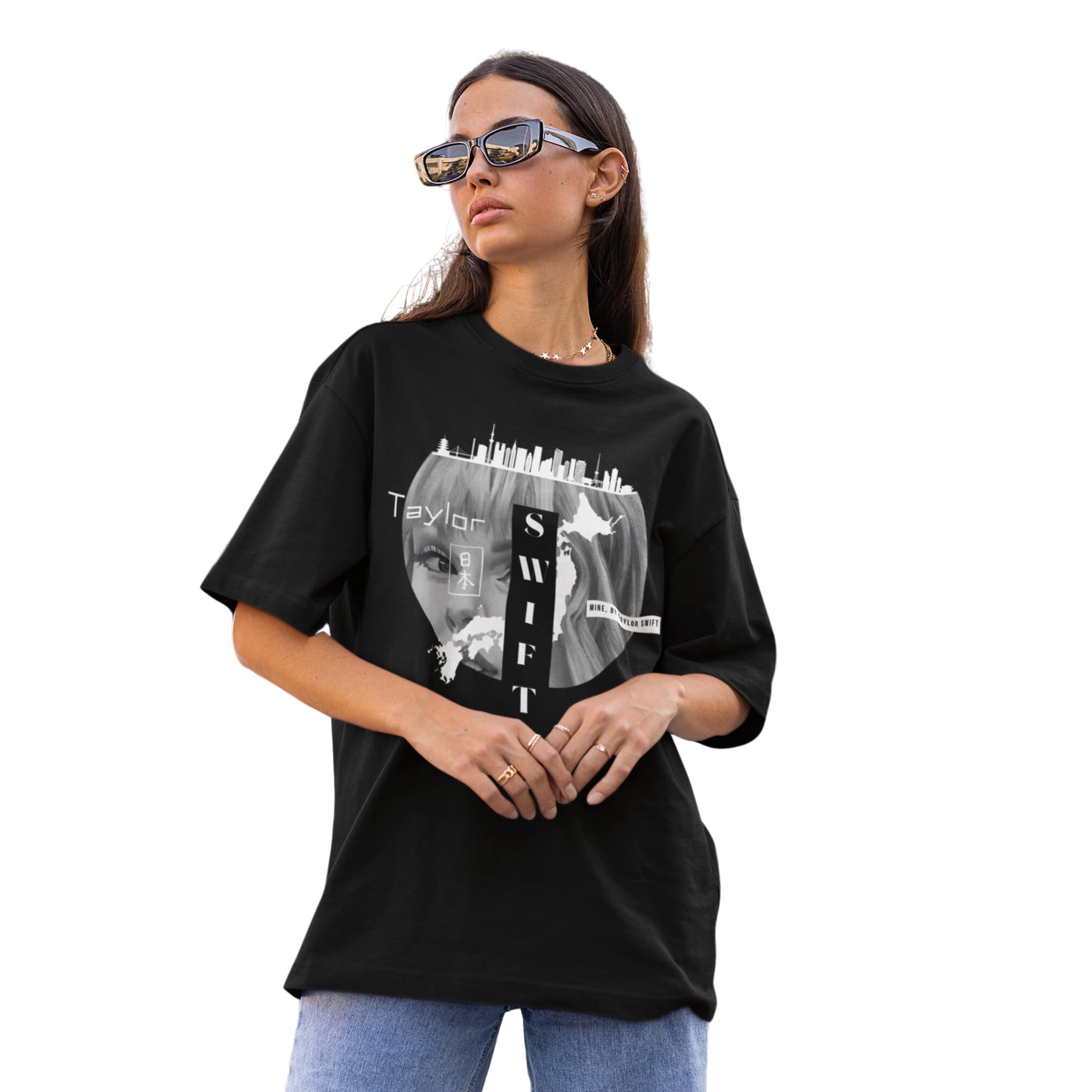 Broke MemersOversized Cotton Graphic Print Taylor Swift Mine Drop Shoulder T-Shirt for Women and Men
