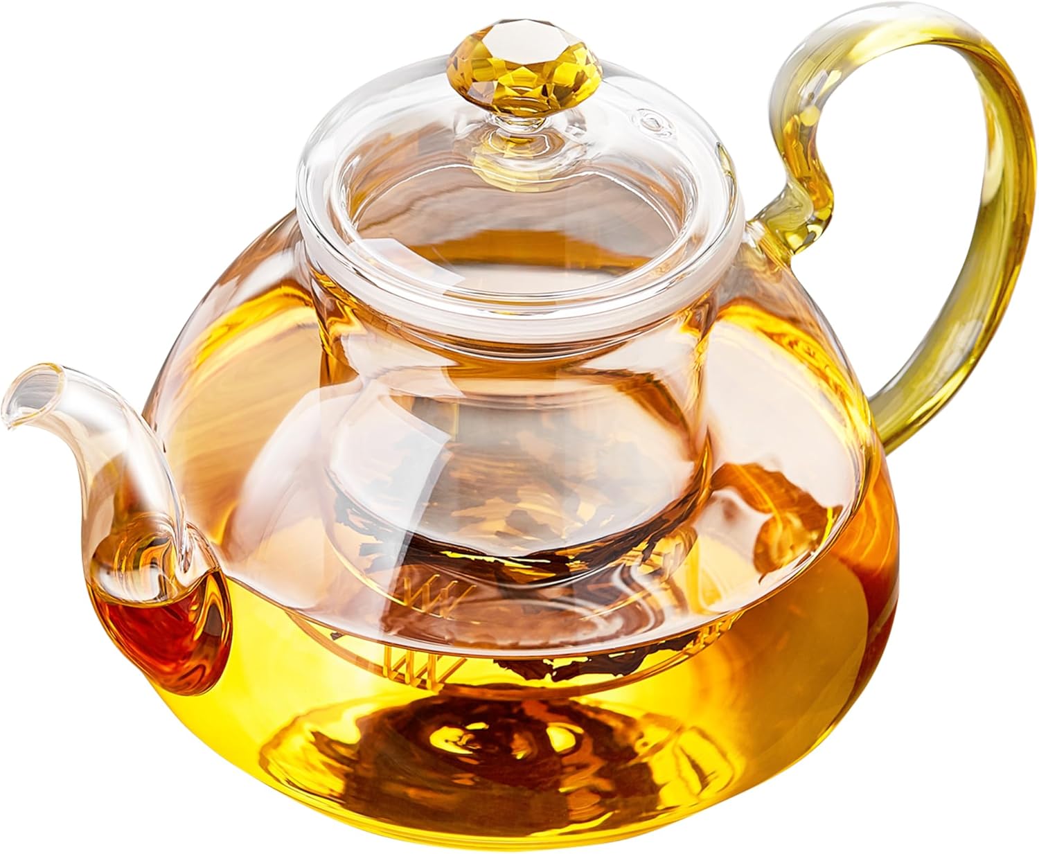 Large Capacity Glass Teapot with Removable Infuser, Stovetop Safe, Thickened Heat-Resistant Borosilicate Glass, 46 fl oz