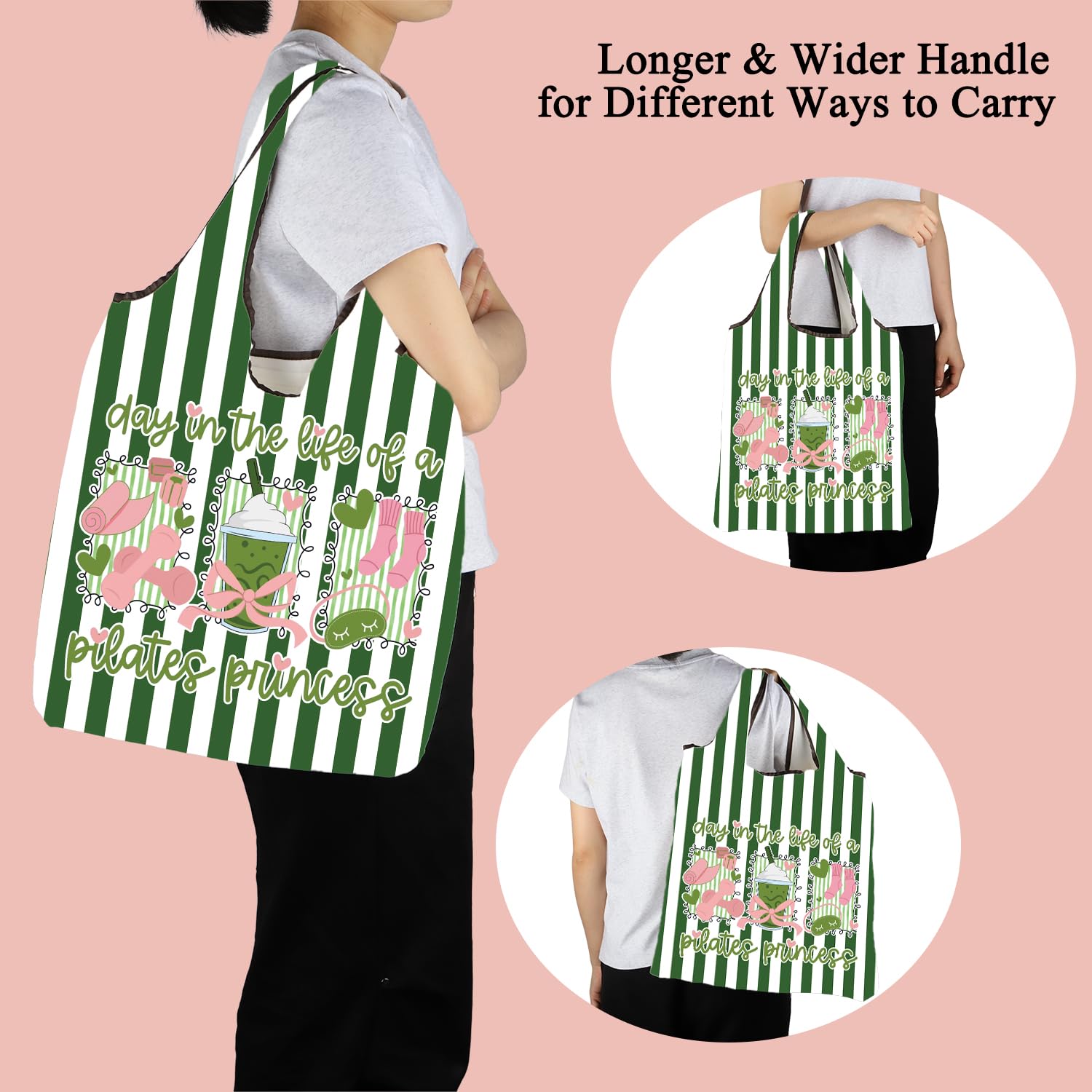 MBMSO Pilates Lover Gifts Pilates Reusable Tote Bag for Coach & Trainer Yoga Instructor Gifts for Women Pilates Princess Gift