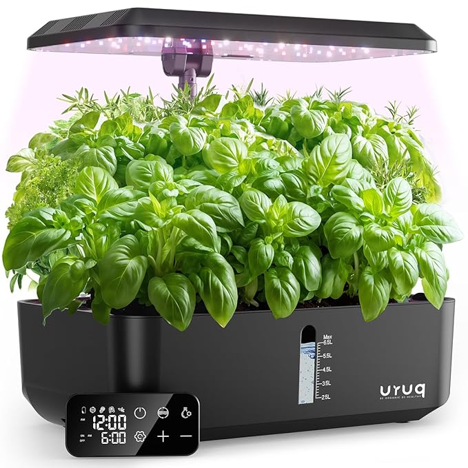 Indoor Hydroponics Growing System Kit 12 Pods Gardening System Herb Garden Custom Time with LED Grow...
