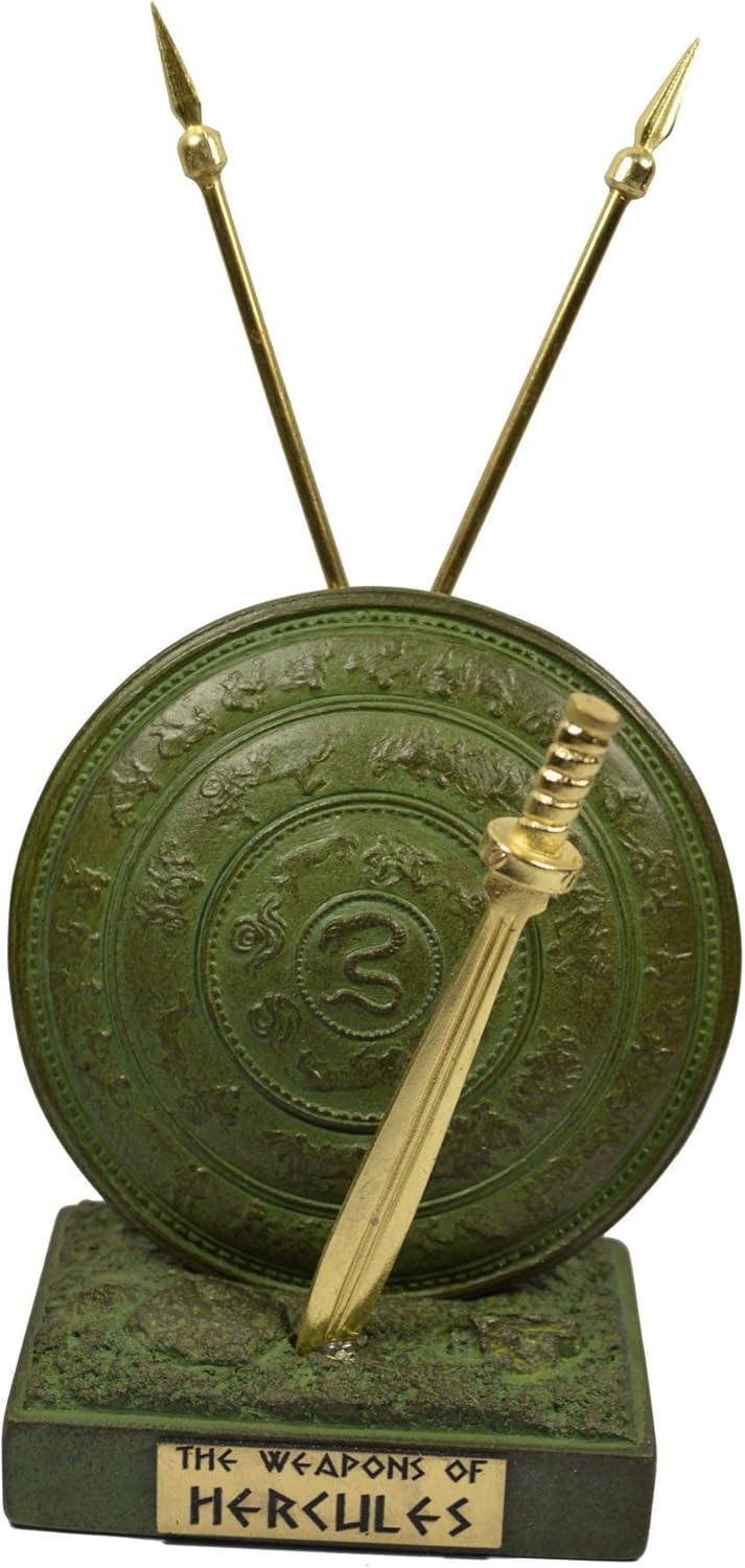 Estia Creations Hercules Sculpture Weapon Statue Set Alabaster