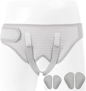 Inguinal Hernia Belt for Men & Women - Slim Invisible Hernia Support Truss with 4 Targeted Compression Pads for Single/Double Hernia - Breathable Post-Surgery Recovery Wrap (Gray M)